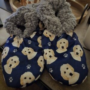 Cozy Blue and Gray Dog Print Women's Slippers